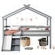 preview thumbnail 7 of 17, Kid-Friendly Design Twin Size Loft Bed with Slide, Ladder, Safety Guardrails, House Roof Frame