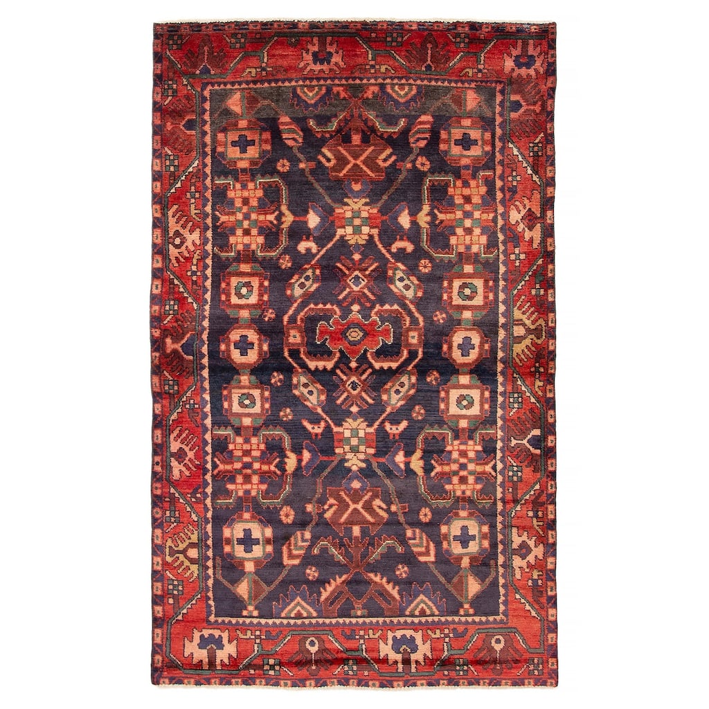 ECARPETGALLERY Hand-knotted Anadol Dark Navy Wool Rug - 4' 3" x 7' 1"