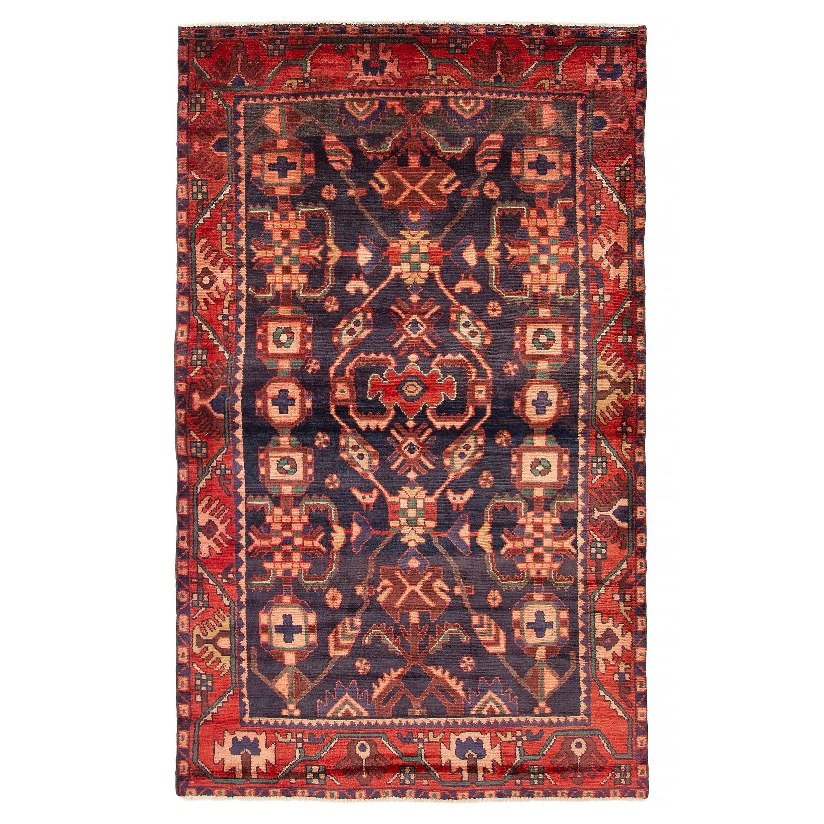ECARPETGALLERY Hand-knotted Anadol Dark Navy Wool Rug - 4' 3" x 7' 1"