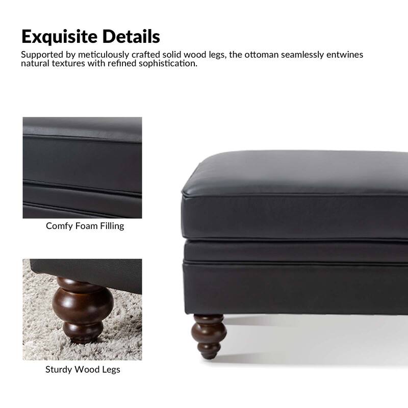Irene Contemporary Genuine Leather Water Resistant Ottoman by HULALA HOME