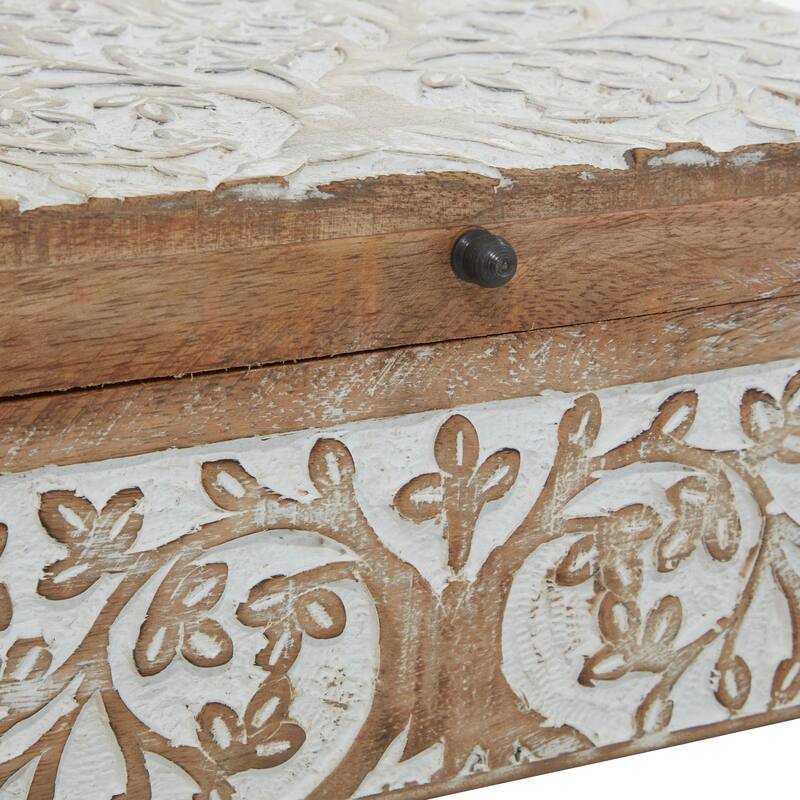 Wood Handmade Box with Hinged Lid (Set of 3)