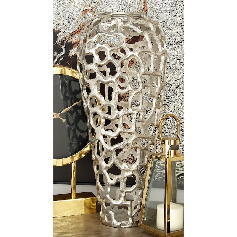 Gold Aluminum Metal Cutout Coral Decorative Vase