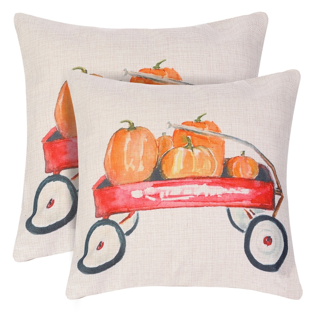 2Pcs Fall Pumpkin Decorative Throw Pillow Covers Square Cushion Covers