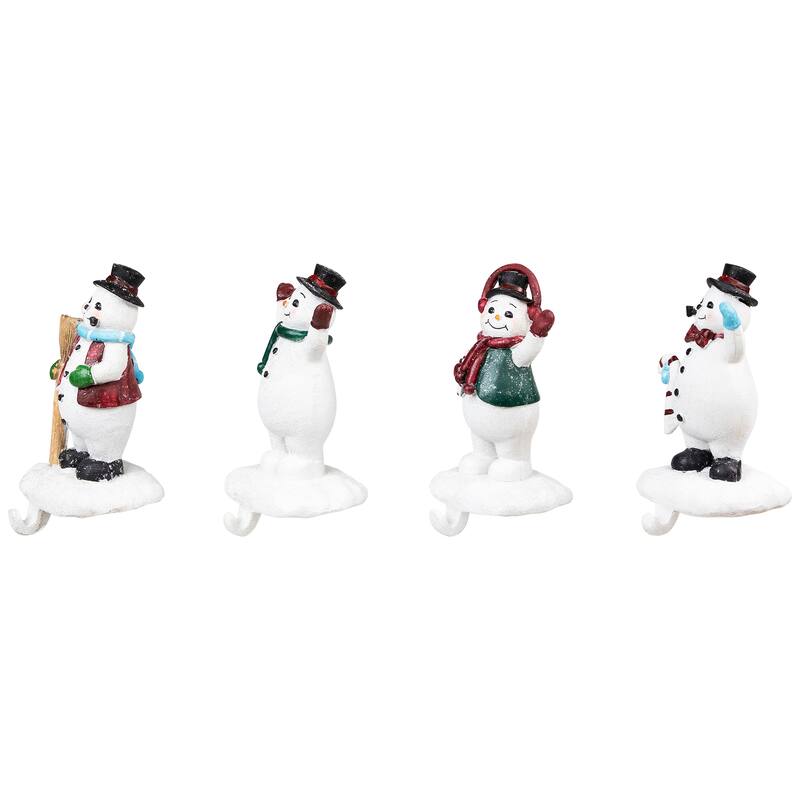 Winter Ready Glitter Snowman Christmas Stocking Holders - 7" - Set of 4