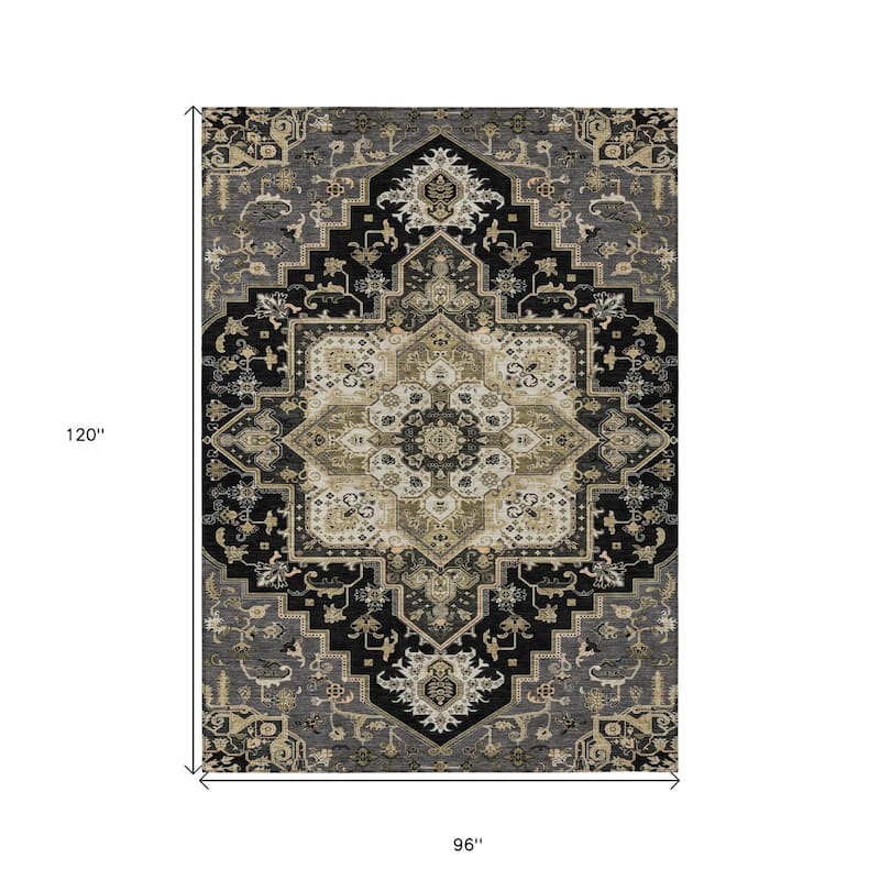 HomeRoots Oriental Traditional Rectangle Outdoor Rug