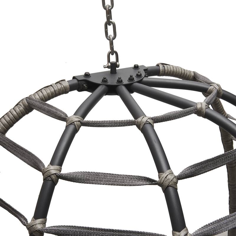 Outdoor Foldable PE Wicker Hanging Egg Chair with Cushion