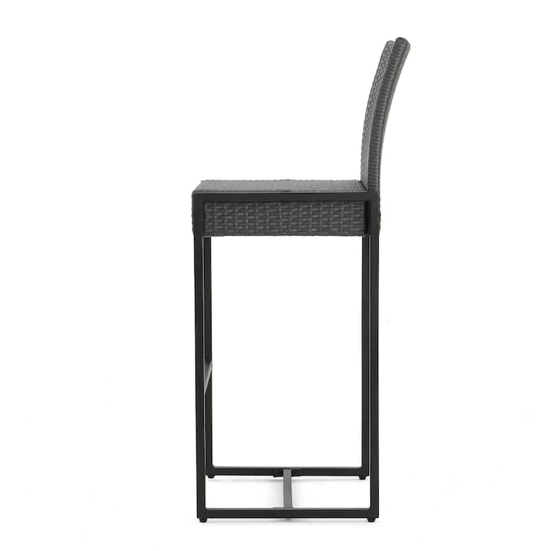 Roomfitters Set of 2 Outdoor Wicker Bar Stools, All-Weather Rattan Bar Chairs with Armrests, Durable and Comfortable Design