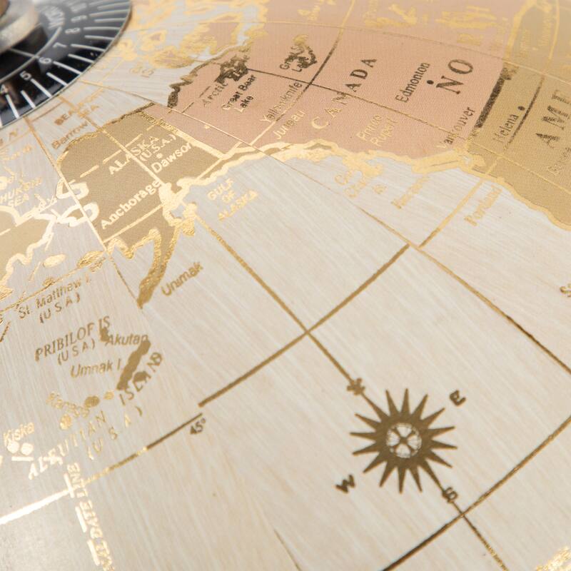 Sagebrook Home Elegant Gold 13" Decorative Globe, Mango Wood & Metal World, Perfect for Home Office - 8" x 9" x 13"