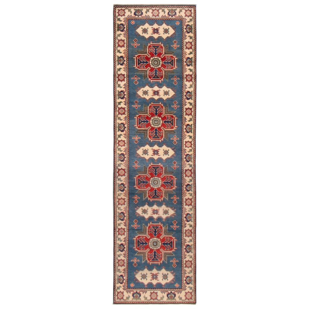 ECARPETGALLERY Hand-knotted Uzbek Ghazni Blue Wool Rug - 2'8 x 9'8