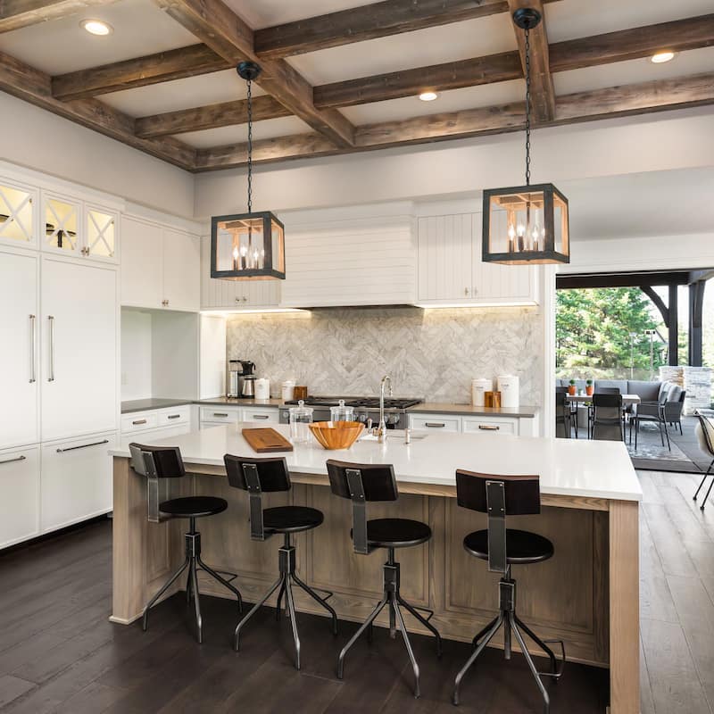 Farmhouse Pendant Lights Rustic 4-light Distressed Wood Ceiling Light for Kitchen Island - D11" x H72"