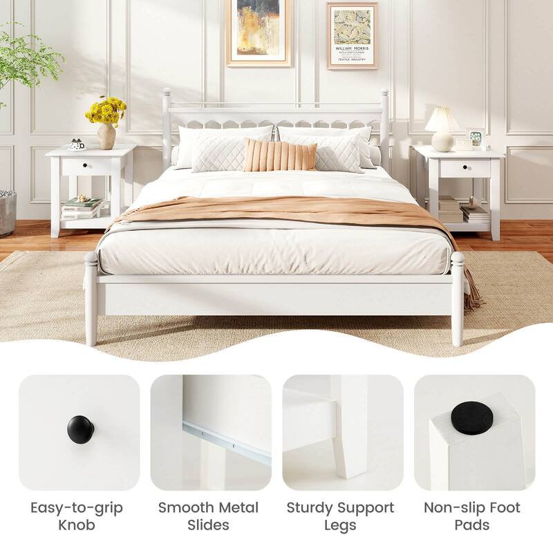 Costway 1/2 PCS Nightstand with Drawer 3-Tier Modern Bedside Table