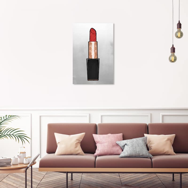 Wynwood Studio Canvas Fashion and Glam Fancy Lipstick II DUSK Red and Metallic red Glam Wall Art Canvas Print - 30 x 20