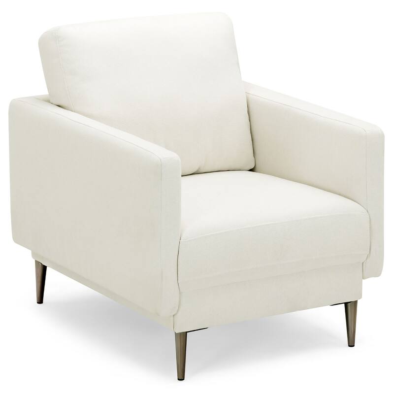 Costway Modern Upholstered Accent Chair Single Sofa Armchair Living - White