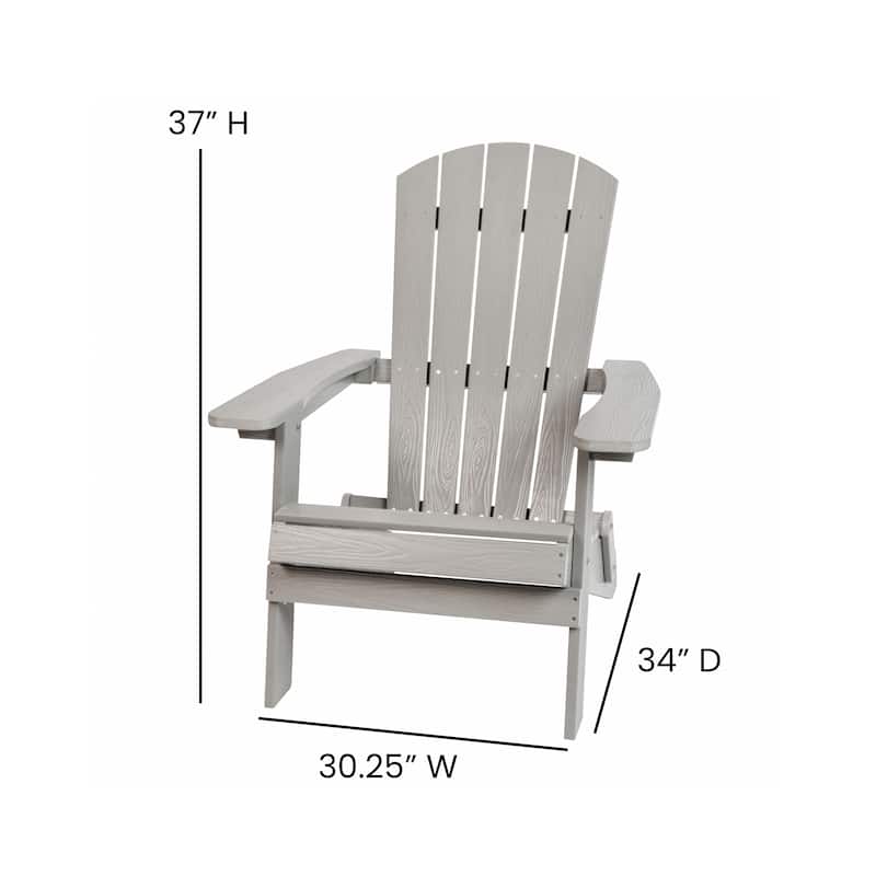 Indoor/Outdoor Folding Adirondack Chairs with Cushions - Set of 2 - 30.25"W x 34"D x 37"H