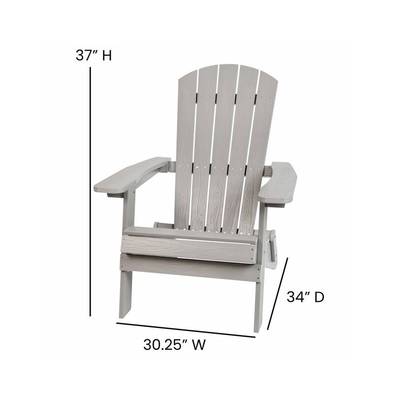 Set of 2 Poly Resin Folding Adirondack Chair-Indoor/Outdoor Patio Chair