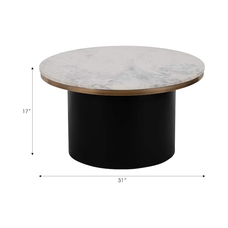 Sagebrook Home Chic Iron Marble Cylinder Coffee Table - Perfect For Home Decor