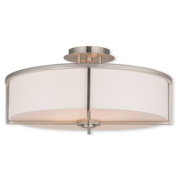 Livex Lighting Wesley 4 Light 19" Wide Semi-Flush Drum Ceiling Fixture ...