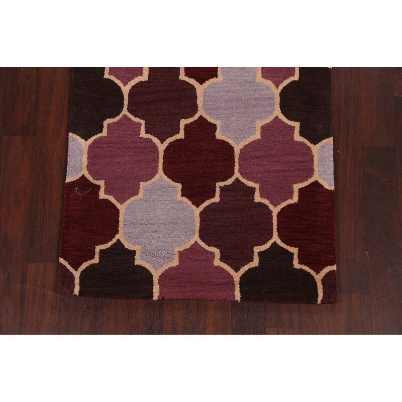 Modern Geometric Trellis Oriental Area Rug Hand-tufted Wool Carpet - 3'0" x 5'0"