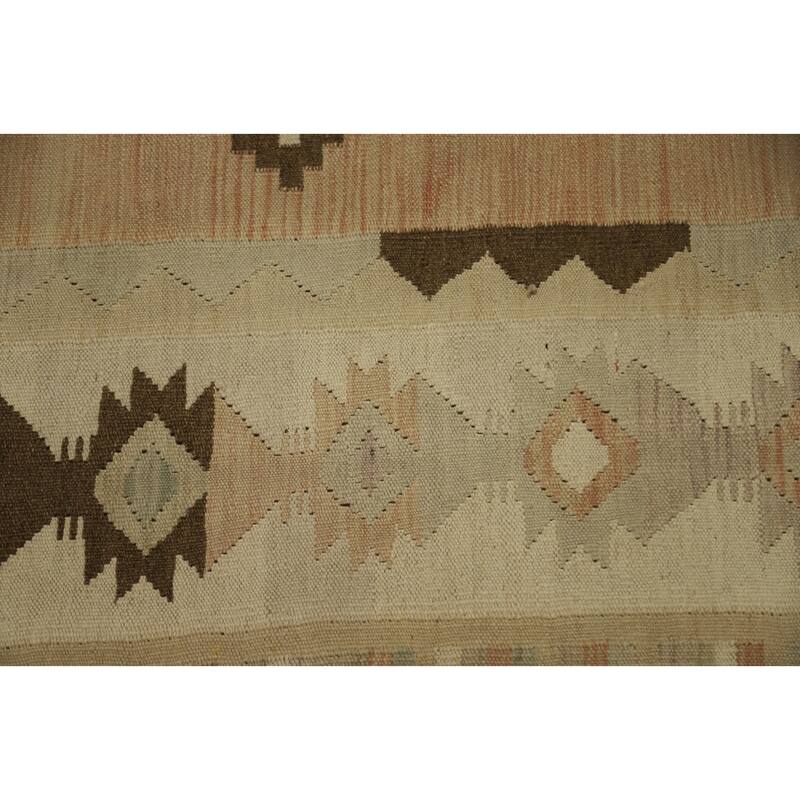 Hand Woven Oriental 100% Wool Carpet Southwestern Tribal Oranges & Rust Kilim Area Rug - 13' 2'' X 9' 4''