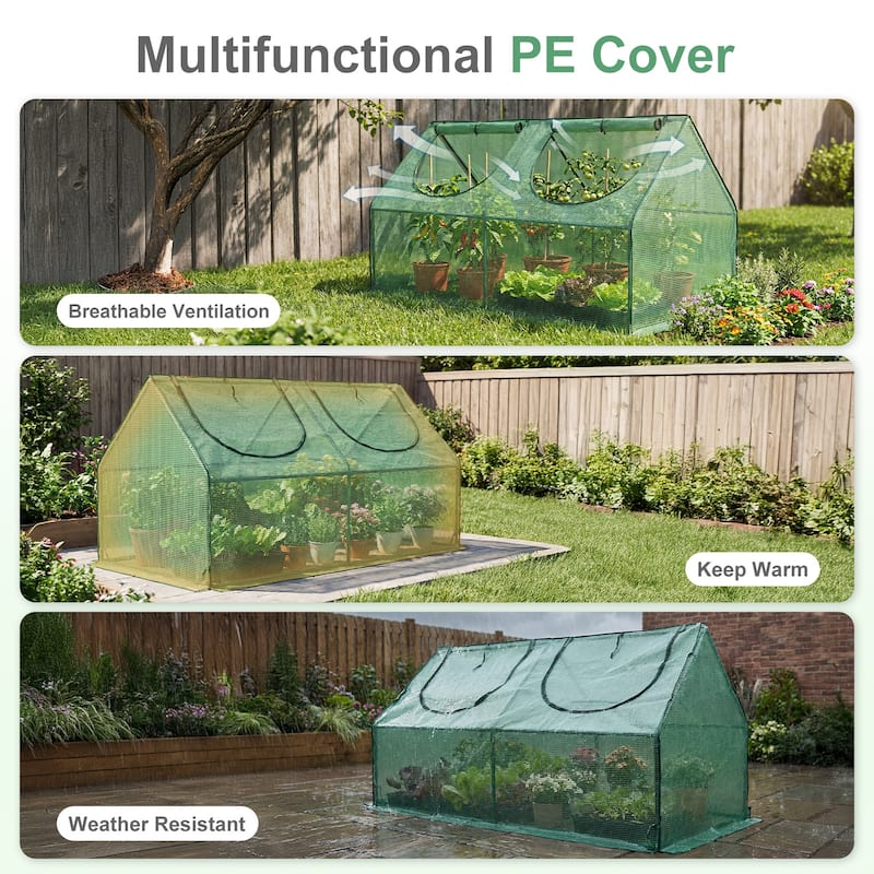 Aoodor 4 ft. x 2 ft. x 2 ft. Mini Greenhouse 2 Zipper Doors