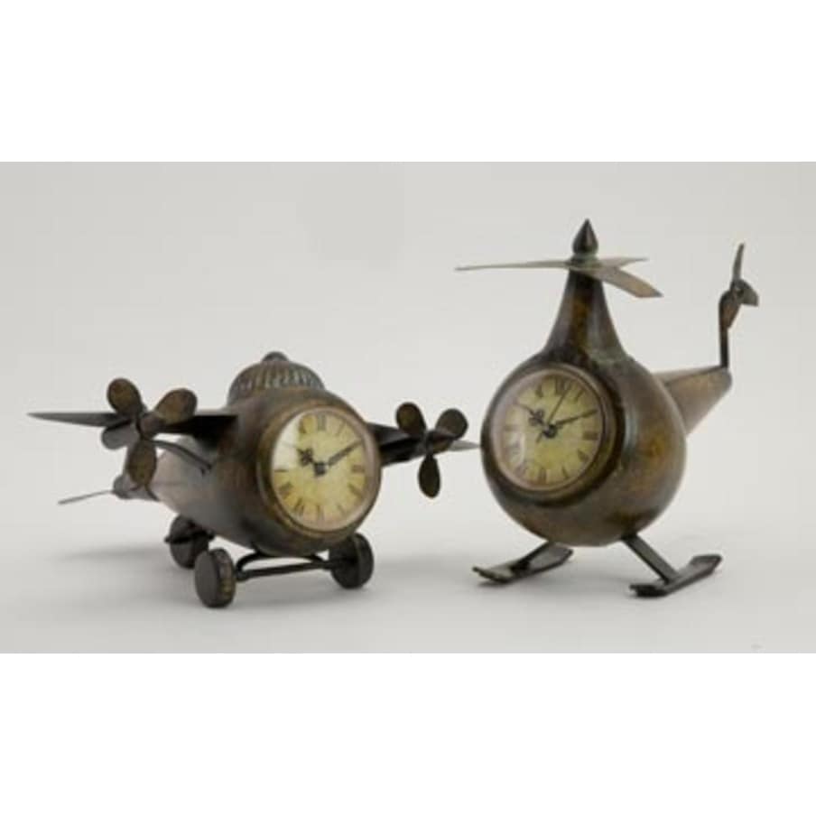 Shop Set Of 2 Vintage Style Rounded Airplane Desk Clocks Free