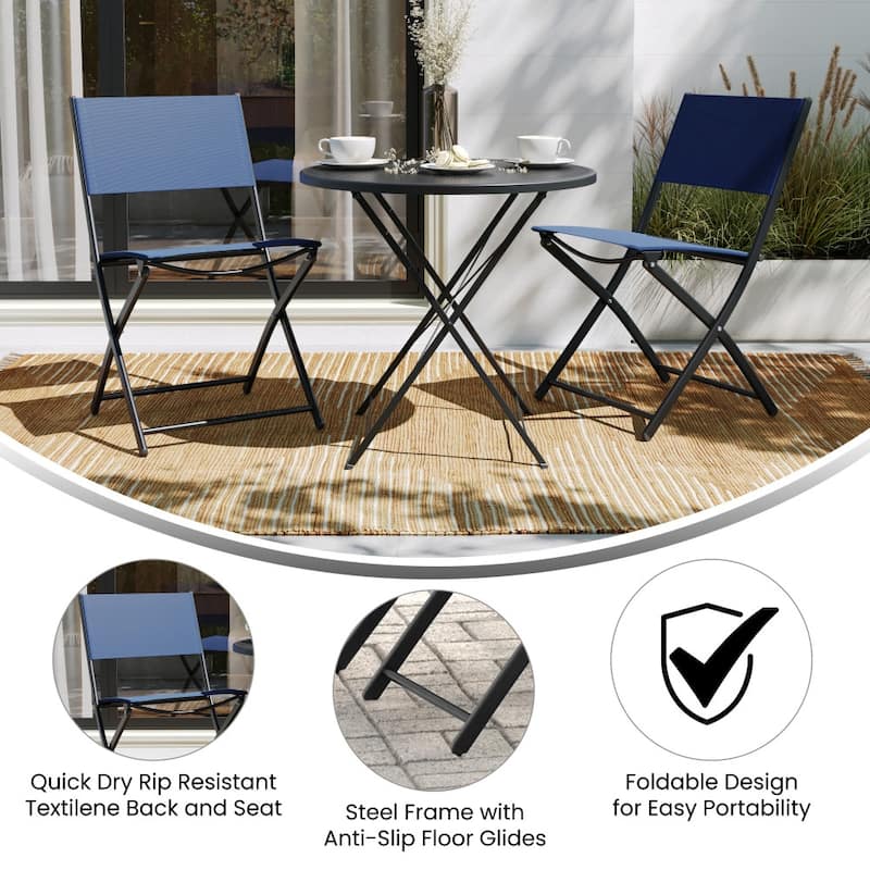 2 Pack Commercial Outdoor Flex Comfort Folding Chair with Metal Frame