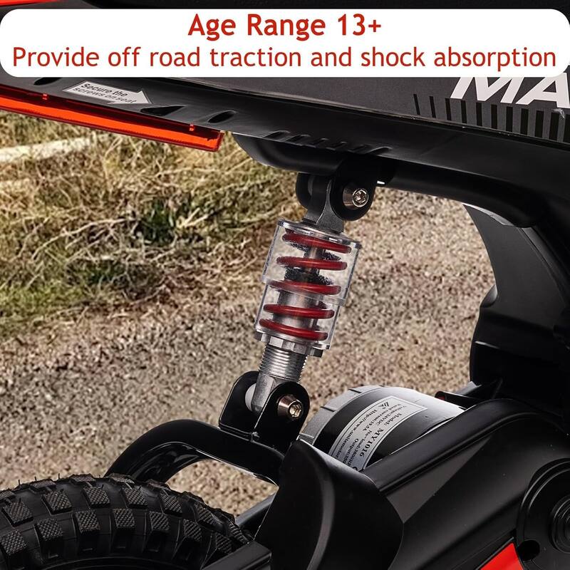 24V Kids Electric 3-Speed Dirt Bike, Motorcycle with Shock for Aged 8-14 Kids Best Gift