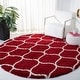 preview thumbnail 38 of 164, SAFAVIEH Hudson Shag Ogee Trellis 2-inch Thick Area Rug 3' Round - Red/Ivory - Round