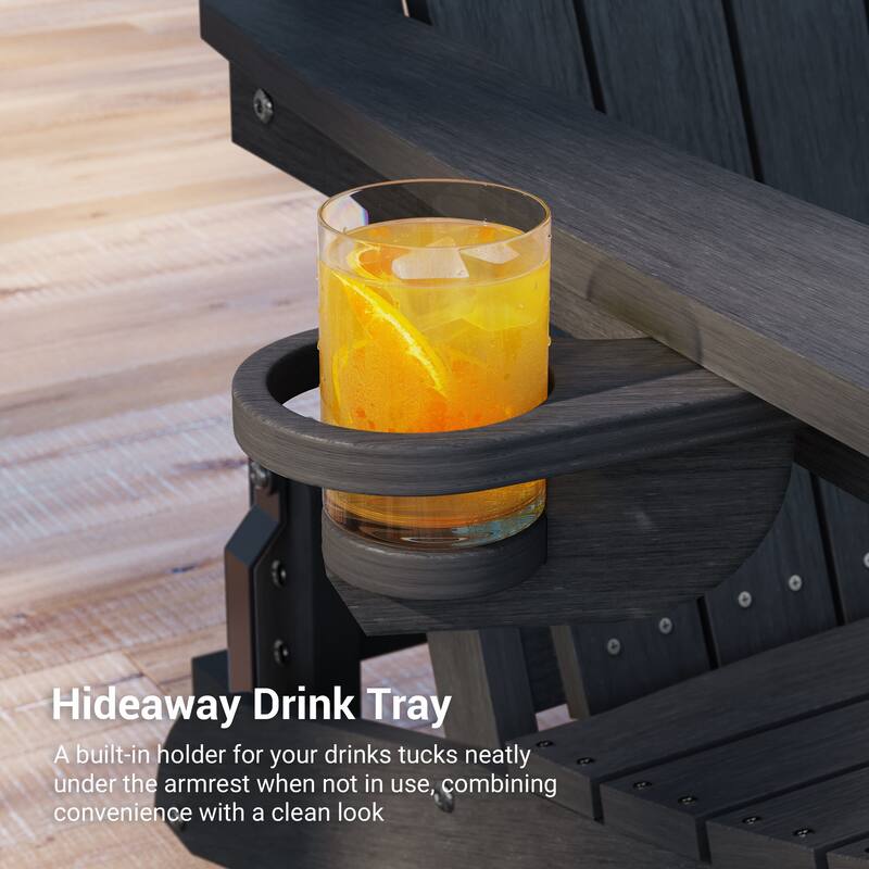 Glider Adirondack Chair 3-Position Adjustable, HDPE Wood-Like Texture