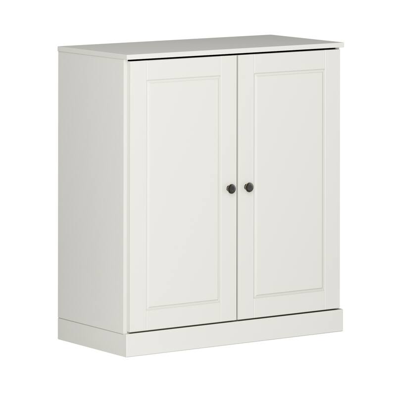 100% Solid Wood Short Bookcase with Doors, Adjustable Shelves, Modular Storage Bookshelf, 32" W x 35.75" H