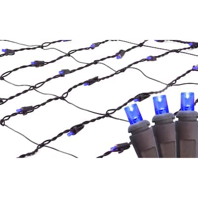 2' x 8' Blue LED Tree Trunk Wrap Christmas Net Lights - Brown Wire
