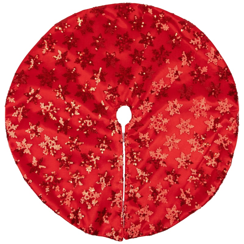 20" Red Sequin Snowflake Pattern Mini Christmas Tree Skirt - 20