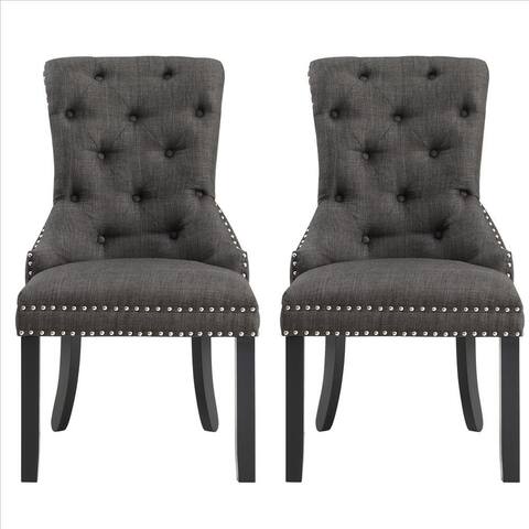 Dining Chair with Button Tufted Details, Set of 2 - 39 H x 22 W x 26 L Inches