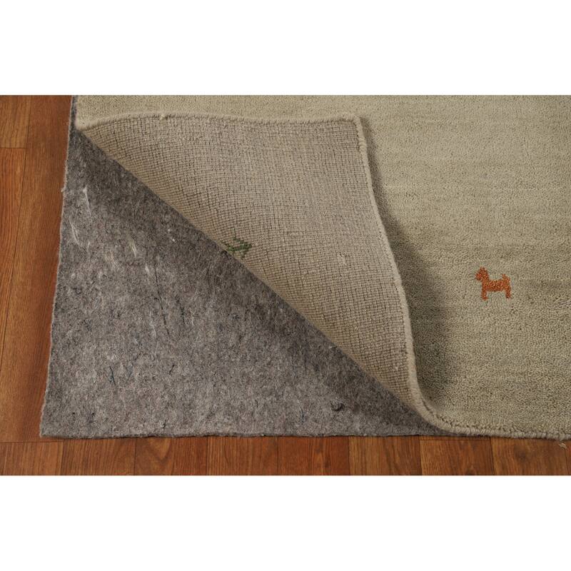 Hand Knotted Oriental 100% Wool Carpet Tribal Animal Pictorial Beige & Ivories Gabbeh Area Rug - 6' 5'' X 4' 8''