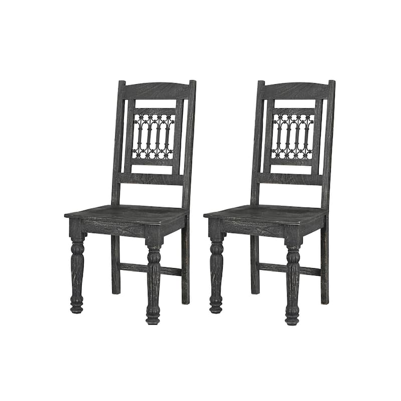 Set of 2 Slat Back Wood Dining Armless Side Chairs Perfect for Kitchen or Dining Room - 42”H x 18”W x 18”D
