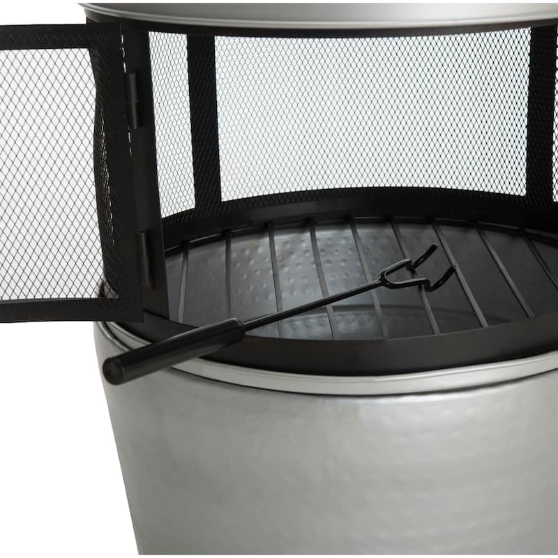 SAFAVIEH Mirbana Silver/ Black Chiminea - 18" x 18" x 40" - 18Wx18Dx40H