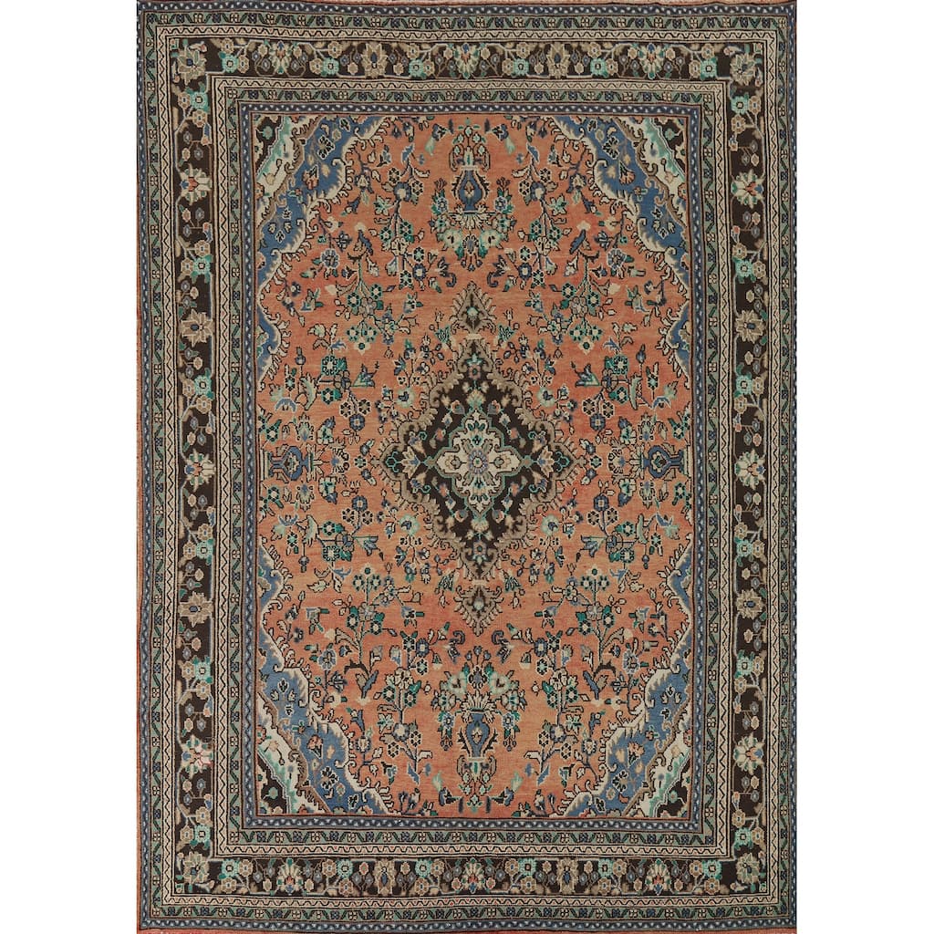 Floral Hamedan Vintage Persian Area Rug Handmade Wool Carpet - 8'3" x 11'3"