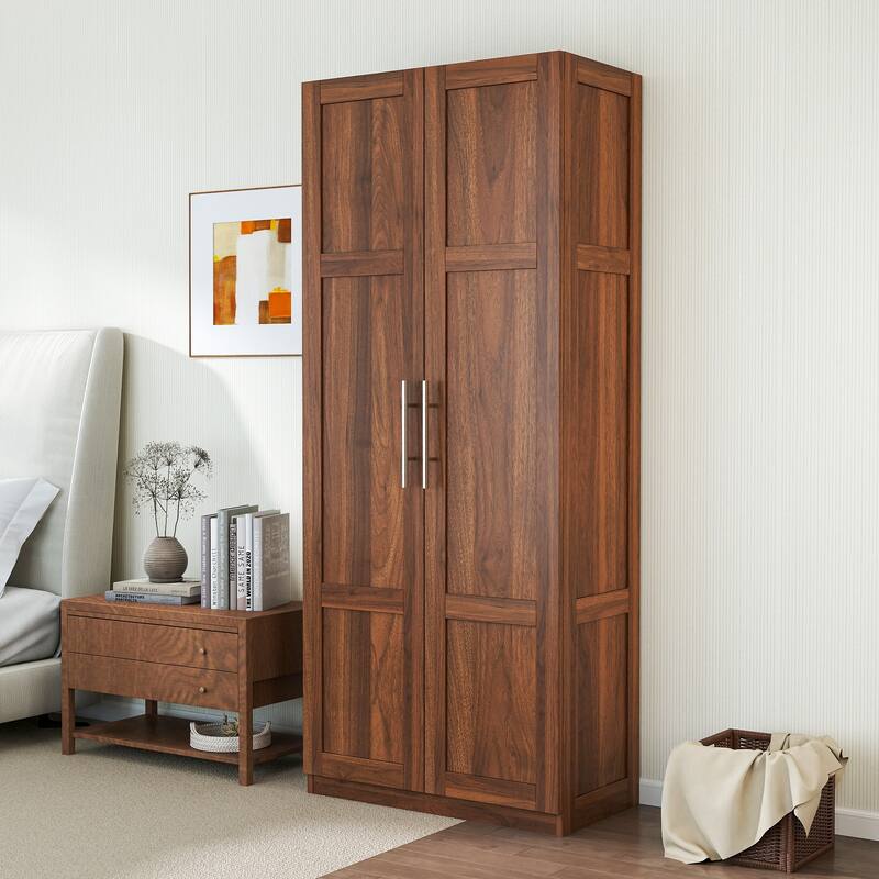 Freestanding Pantry Cabinet with Doors and Shelves, Kitchen Wood Pantry Storage Cabinet Cupboard for Dining Room, Living Room