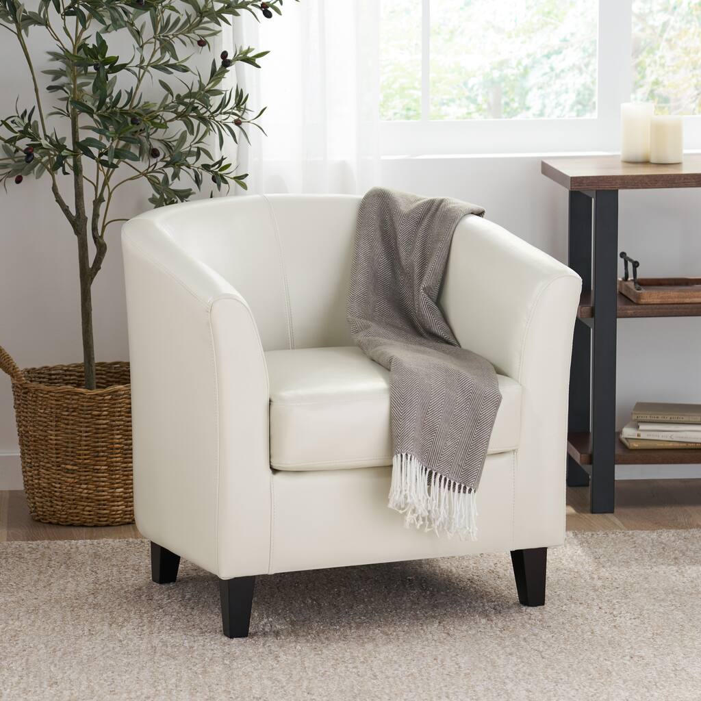 Preston Bonded Leather Ivory Club Chair by Christopher Knight Home