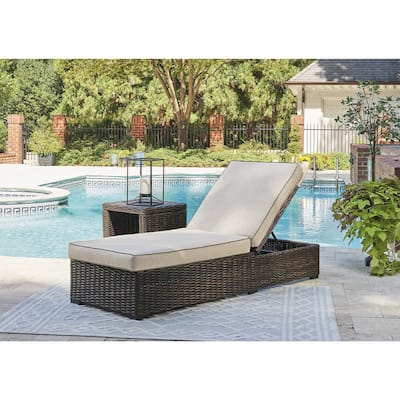 Signature Design by Ashley Coastline Bay Brown Outdoor Chaise Lounge with Cushion - 28.13" W x 76.88" D x 17.25" H