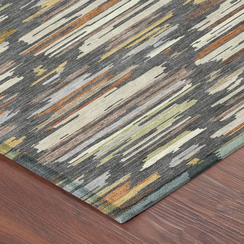 Machine Washable Indoor/ Outdoor Modern Trellis Chantille Rug