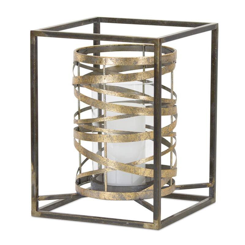 13.25" Pillar Candle Holder Box with Metal Frame