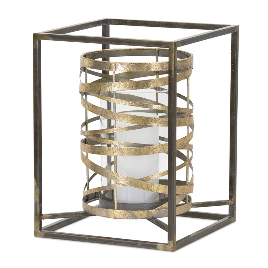 13.25" Pillar Candle Holder Box with Metal Frame