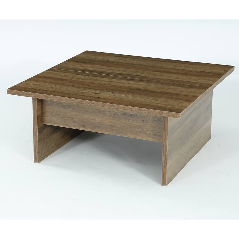Square Coffee Table, 39.4-Inch Farmhouse Cocktail Tea Center Table - Rustic Brown