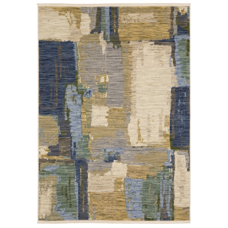 Style Haven Shiloh Abstract Palette Blue/Green Wool Blend Area Rug - 3' 3" x 5' - Rectangle