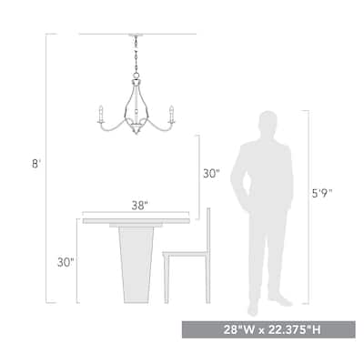 Antoinette 6 Light Chandelier - 16x22.375"