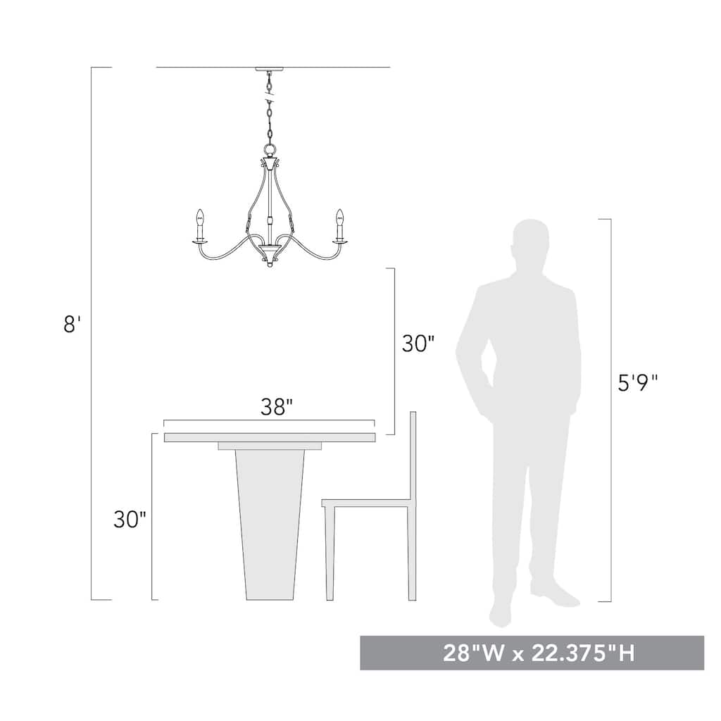 Antoinette 6 Light Chandelier - 16x22.375"