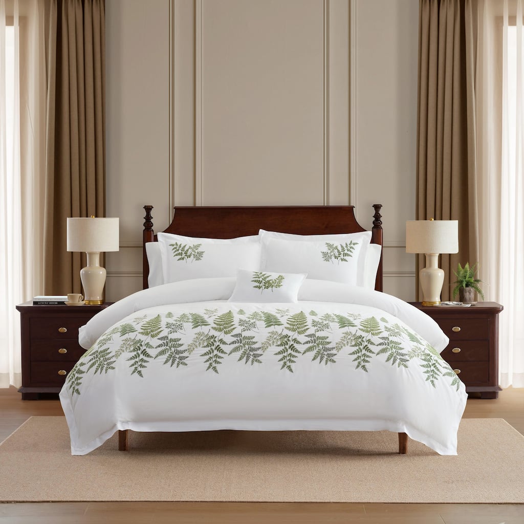 Martha By Martha Stewart Fern Garden Cotton Green Duvet Cover Set