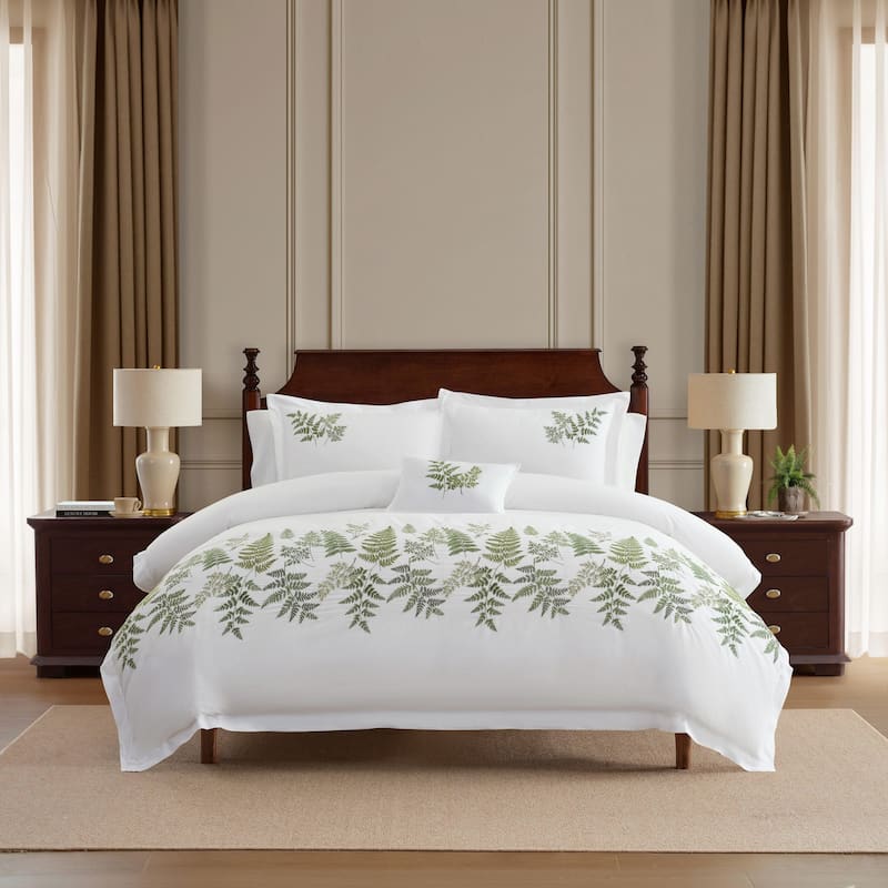 Martha By Martha Stewart Fern Garden Cotton Green Duvet Cover Set
