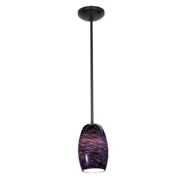 slide 2 of 2, Access Lighting Chianti Bronze Integrated LED Rod Pendant, Purple Swirl Shade